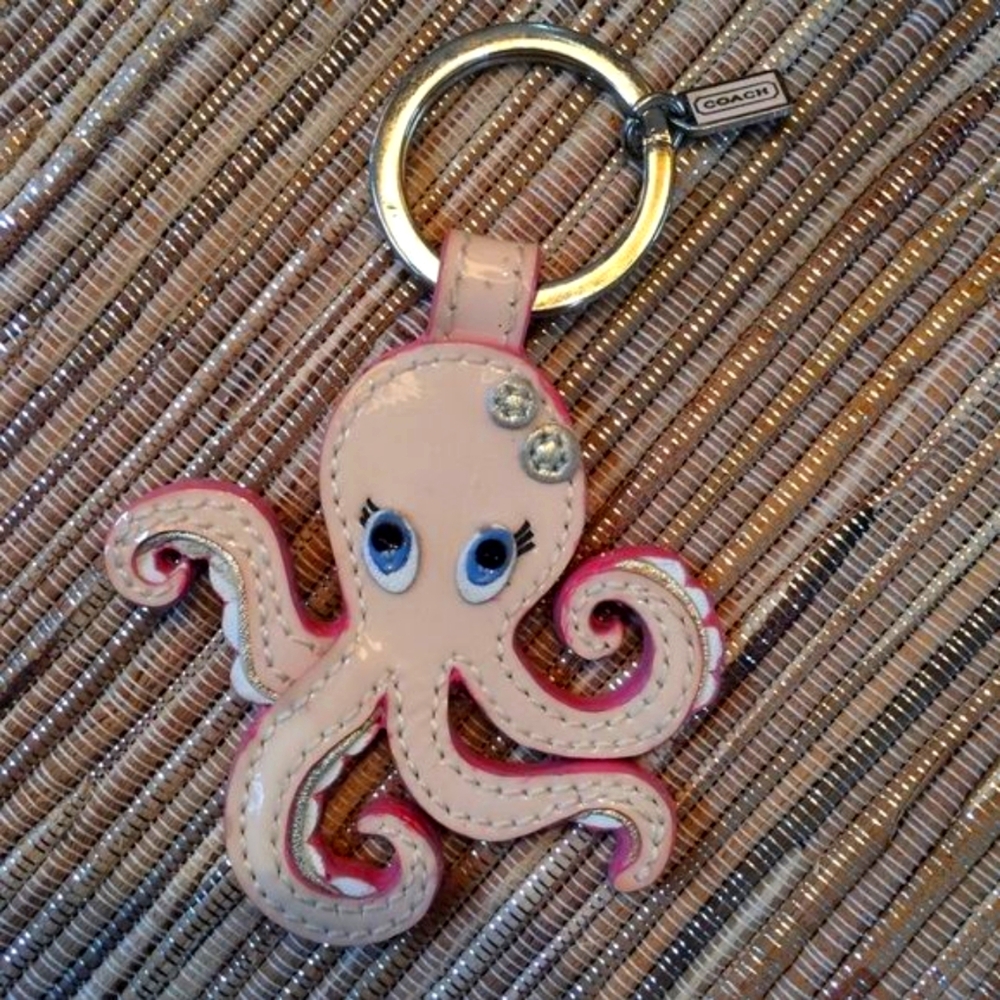 COACH Octopus Key Ring Bag Charm Beach Tropical Patent Leather..very rare.